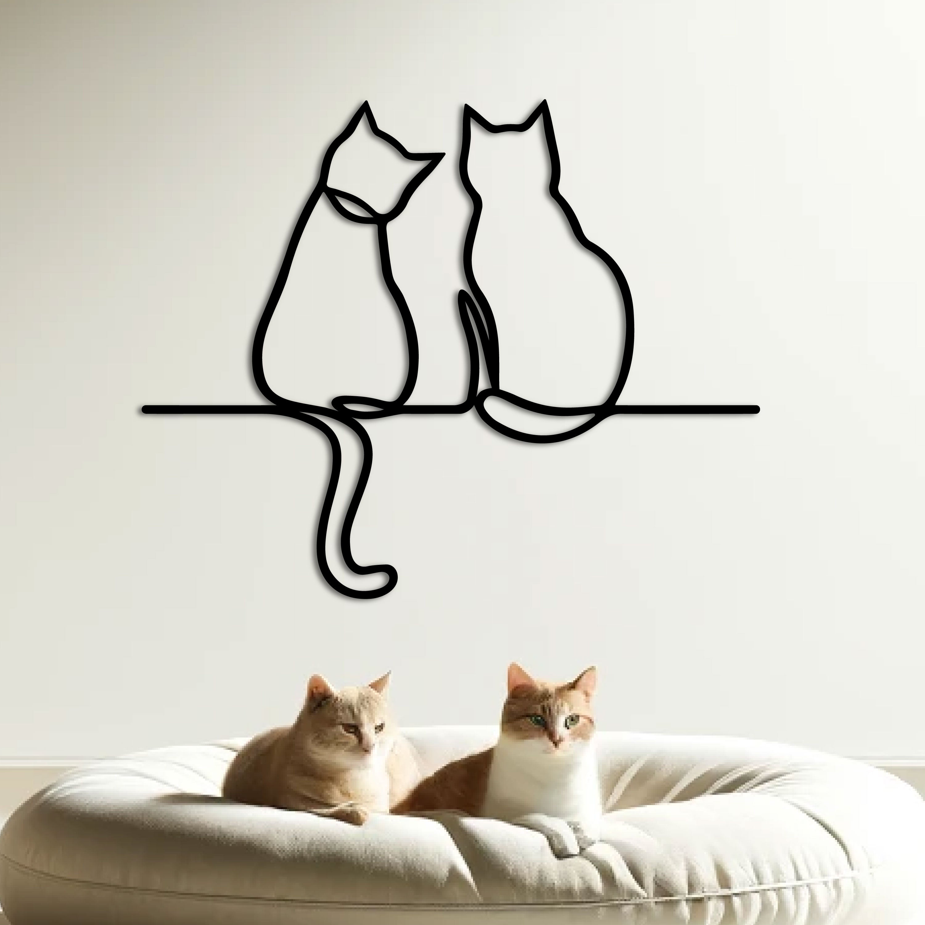 Décoration Murale en Métal - Conte de Deux Chats