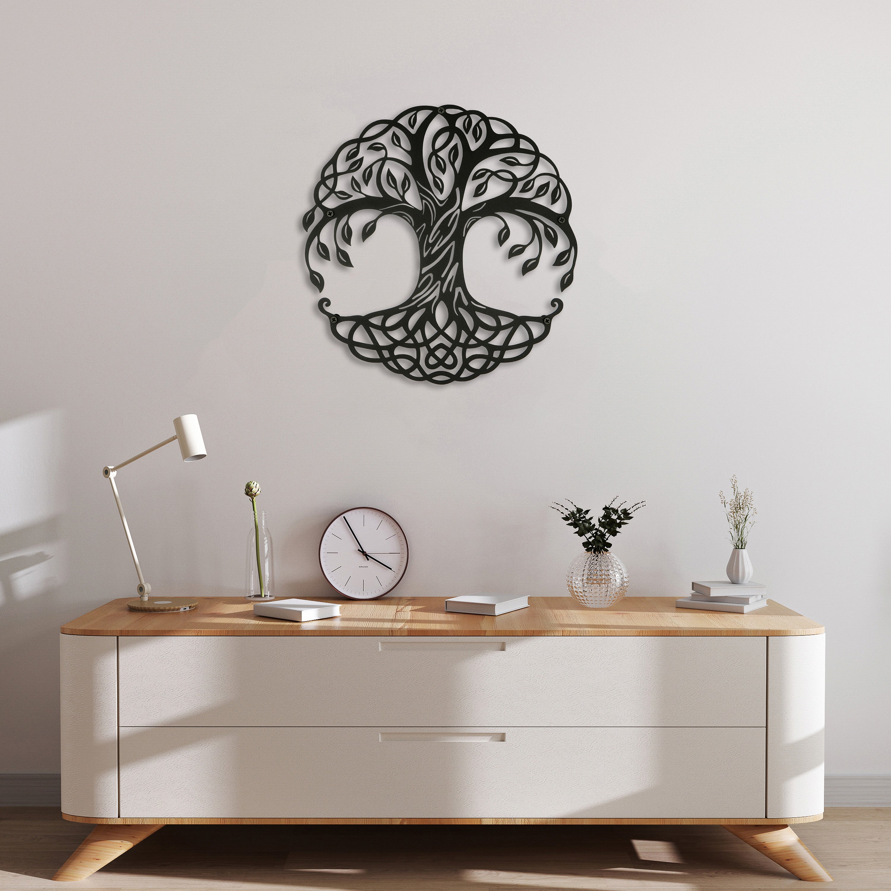 Wanddeko aus Metall - Lebensbaum Design Kreis - Harmonie 